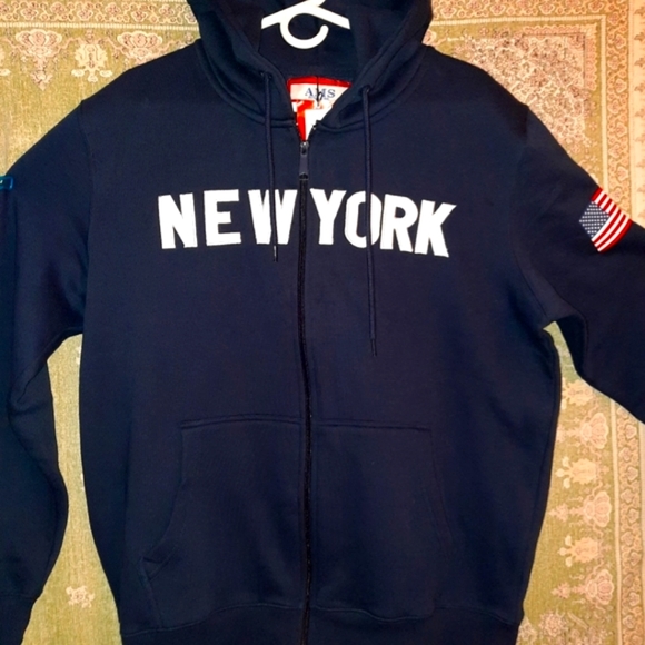 New York zip up fleece hoodie navy blue, new, embroidered letters, XL, NICE! - Picture 3 of 7